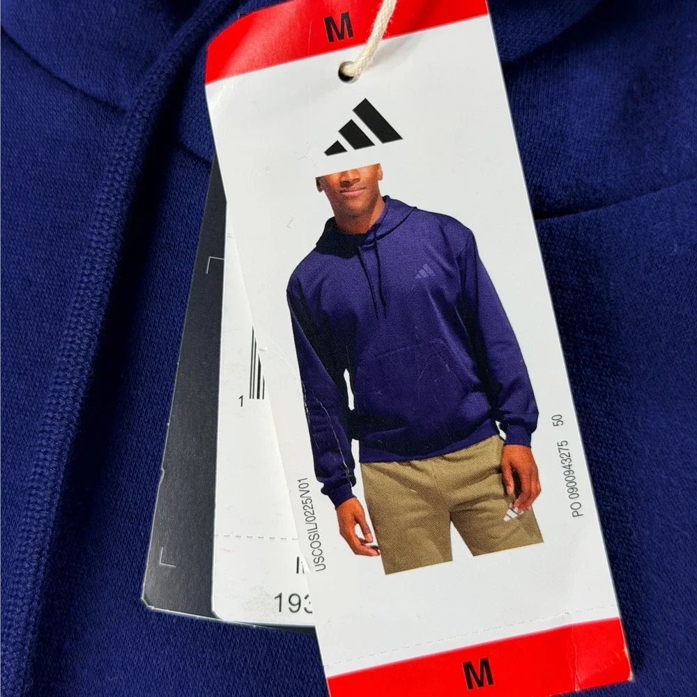 Adidas Mens FL SL Hoodie Dark Blue Fleece Pullover Sweatshirt JY9068 Medium NWT